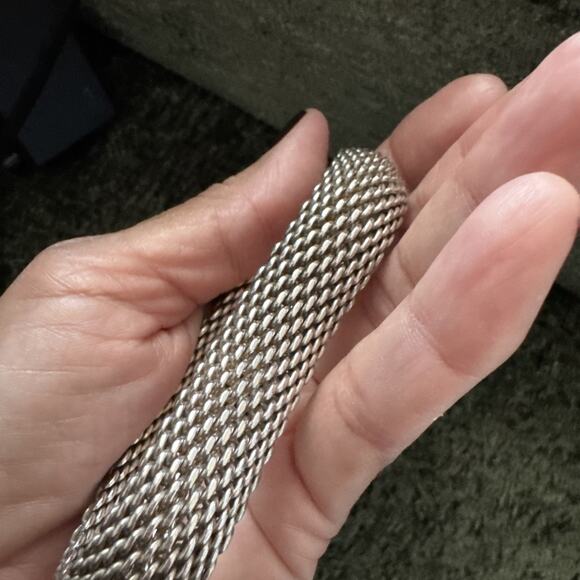 Tiffany & Co 925 Somerset Sterling Silver Mesh Bracelet 8” Woven Design - Picture 6 of 6